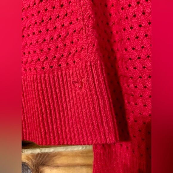 American Eagle Outfitters Red Crewneck Fuzzy Sweater Small - Picture 5 of 10